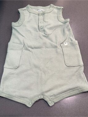 Carter's Sage Green Sleeveless Waffle Romper